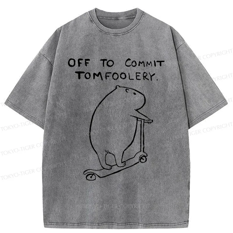 Tokyo-Tiger Capybara Is Ready To Do Something Bad Washed T-Shirt
