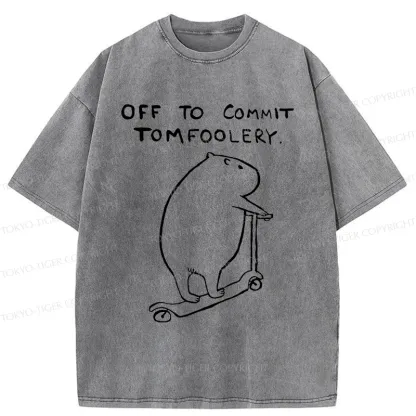 Tokyo-Tiger Capybara Is Ready To Do Something Bad Washed T-Shirt