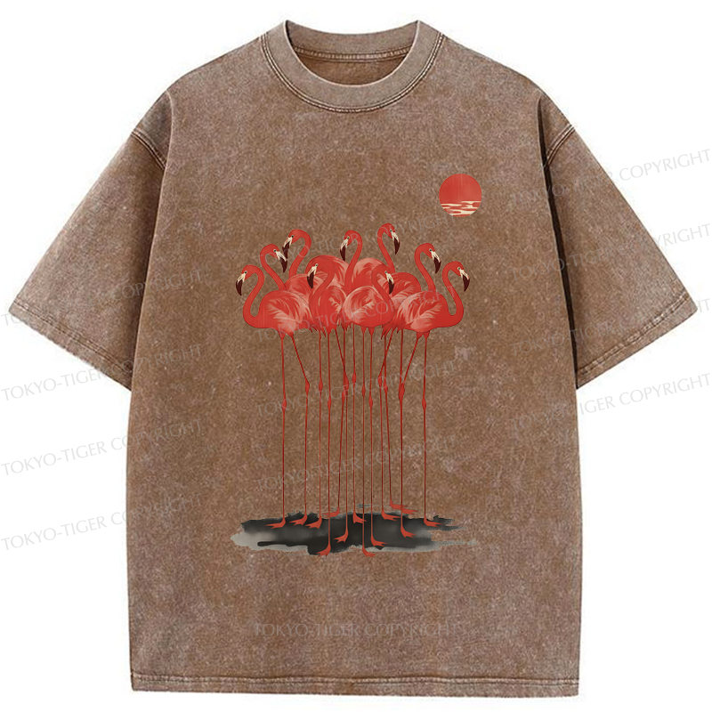 Tokyo-Tiger Flamingos at Dusk Washed T-Shirt