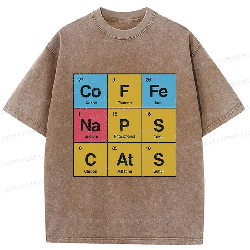 Tokyo-Tiger Table Of Daily Life Elements Washed T-Shirt Sale