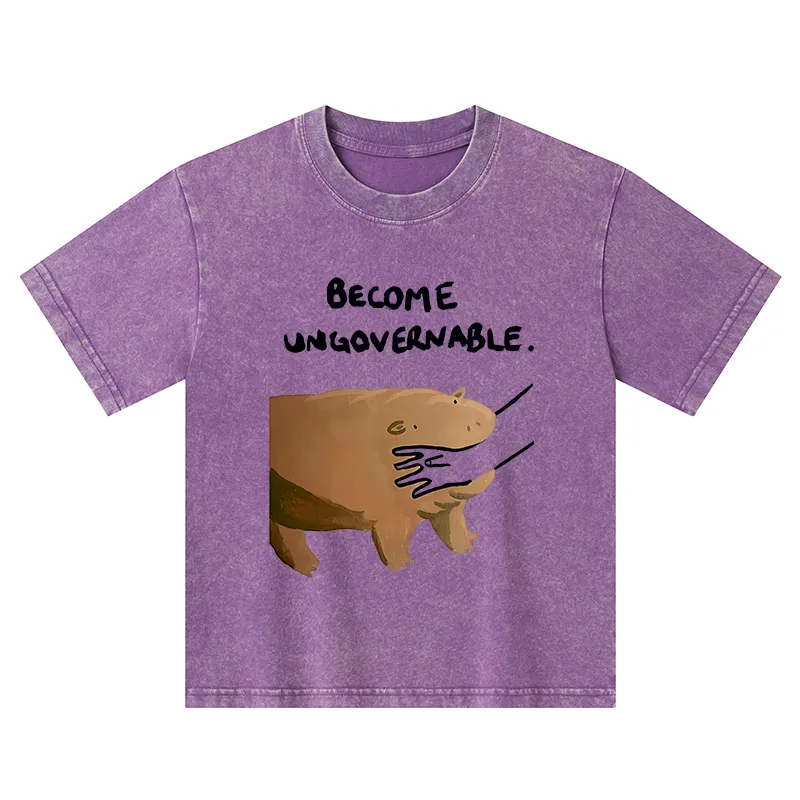 Tokyo-Tiger Moo Deng Bites Someone's Arm Kids Washed T-Shirt