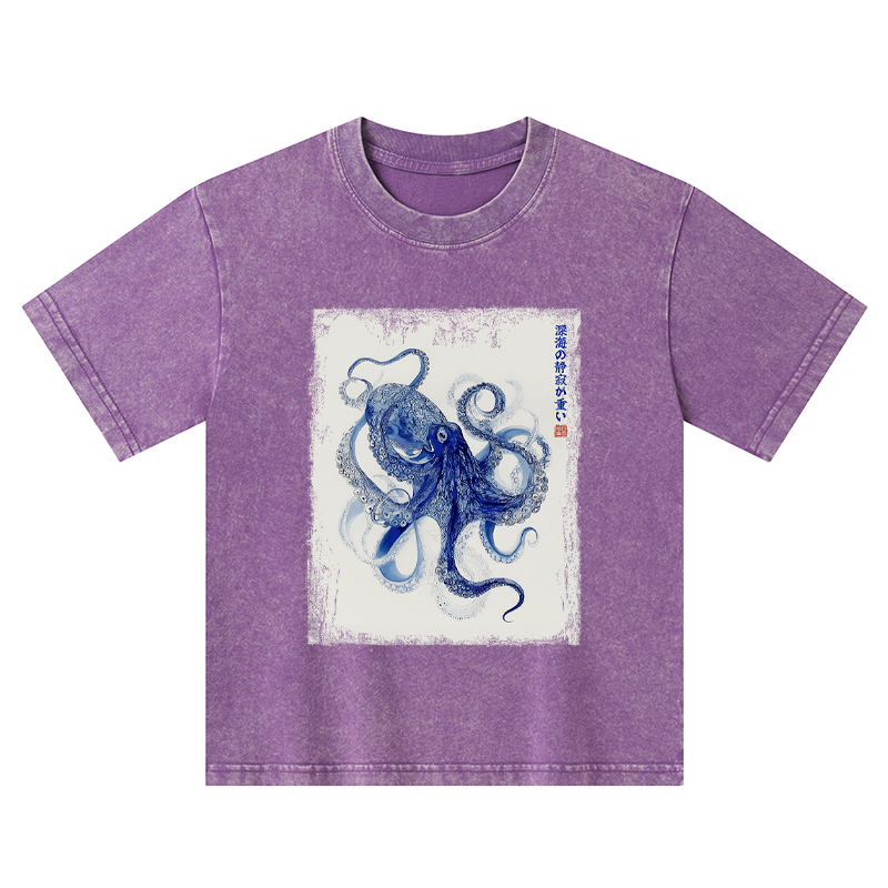 Tokyo-Tiger In The Deep: The Octopus’s Journey Kids Washed T-Shirt