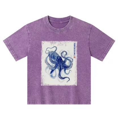 Tokyo-Tiger In The Deep: The Octopus’s Journey Kids Washed T-Shirt
