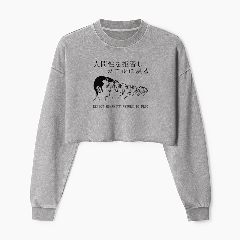 Tokyo-Tiger Return To Frog Washed Crop Sweatshirt