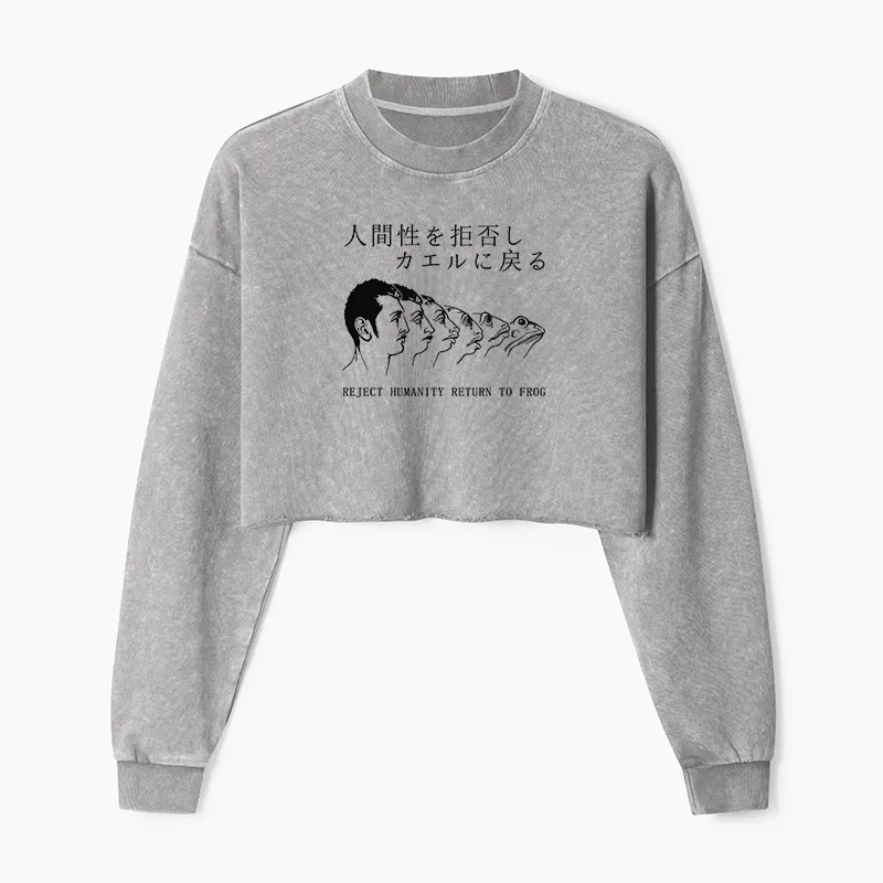 Tokyo-Tiger Return To Frog Washed Crop Sweatshirt