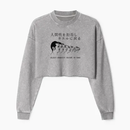 Tokyo-Tiger Return To Frog Washed Crop Sweatshirt