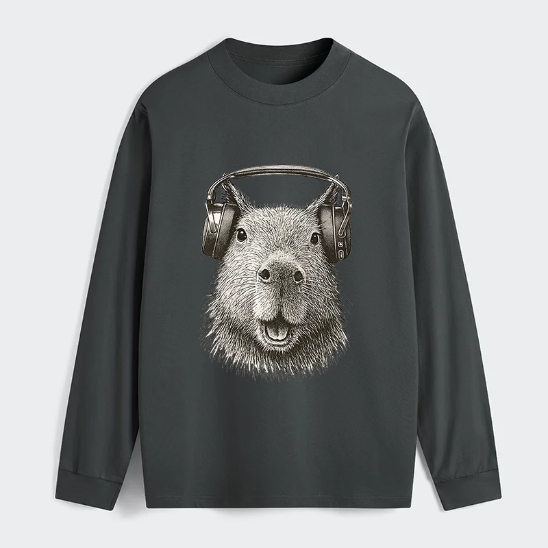 Tokyo-Tiger Capybara Listening To Music Classic Long Sleeve T-Shirt
