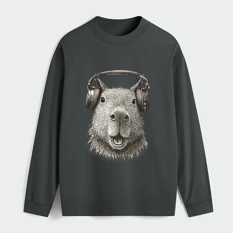 Tokyo-Tiger Capybara Listening To Music Classic Long Sleeve T-Shirt Sale