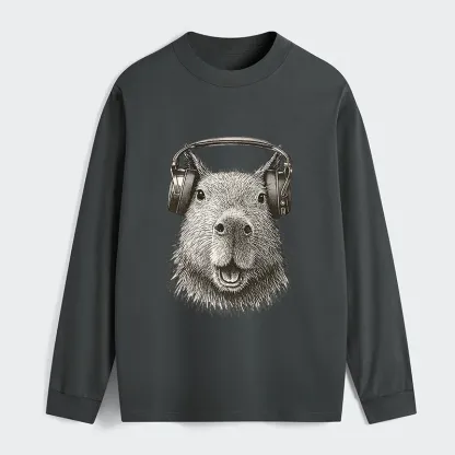 Tokyo-Tiger Capybara Listening To Music Classic Long Sleeve T-Shirt