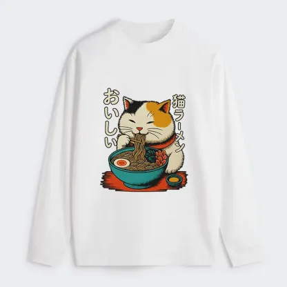Tokyo-Tiger Cute Eat Eating Japanese Ramen Classic Long Sleeve T-Shirt