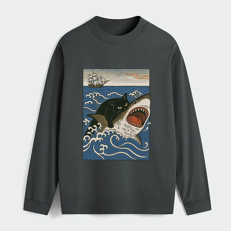 Tokyo-Tiger Cat Hunting Shark Classic Long Sleeve T-Shirt