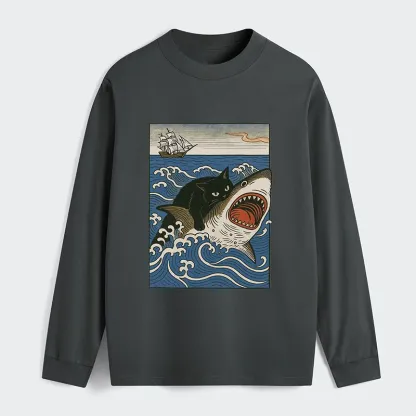 Tokyo-Tiger Cat Hunting Shark Classic Long Sleeve T-Shirt