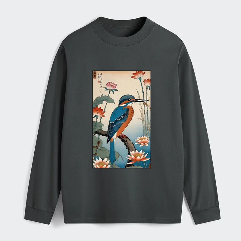 Tokyo-Tiger Ukiyo-e Kingfisher Classic Long Sleeve T-Shirt