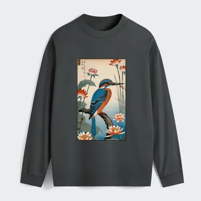 Tokyo-Tiger Ukiyo-e Kingfisher Classic Long Sleeve T-Shirt