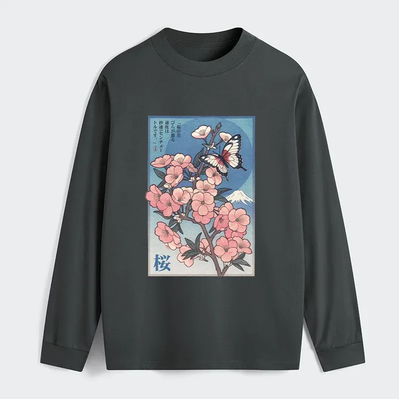 Tokyo-Tiger Ukiyoe Japanese Cherry blossoms Poster Classic Long Sleeve T-Shirt