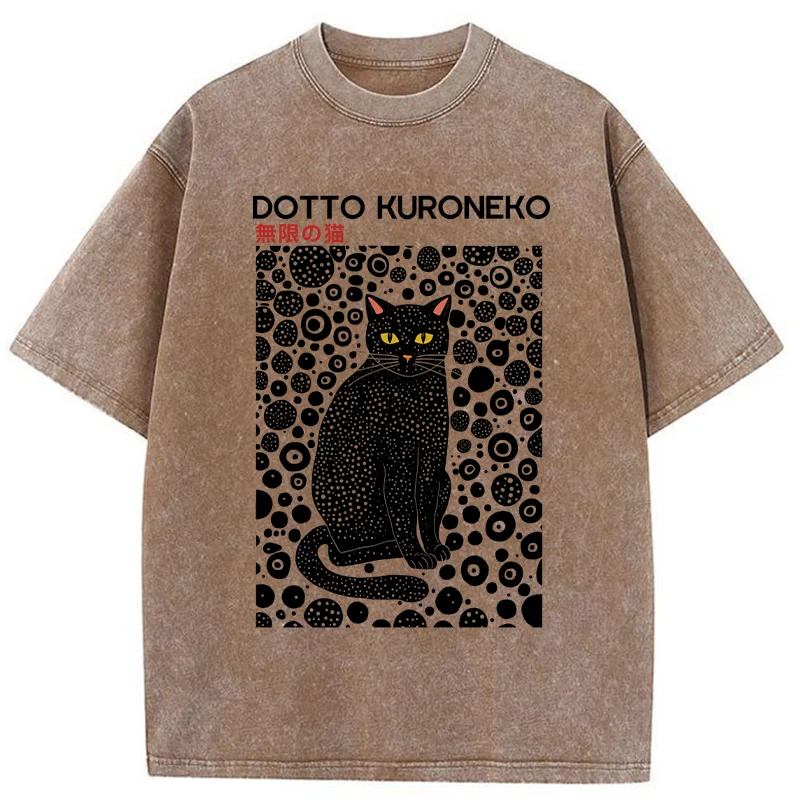 Tokyo-Tiger Polka Dot Art Cat Washed T-Shirt