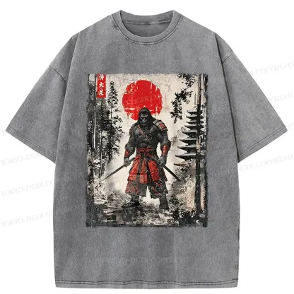 Tokyo-Tiger Bigfoot Japanese Samurai Washed T-Shirt