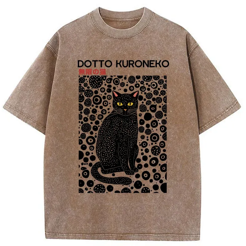 Tokyo-Tiger Polka Dot Art Cat Washed T-Shirt