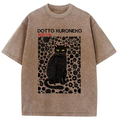 Tokyo-Tiger Polka Dot Art Cat Washed T-Shirt