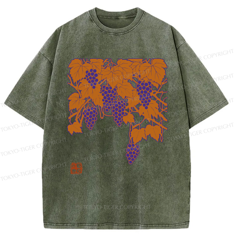 Tokyo-Tiger Flourishing Grapevines Washed T-Shirt