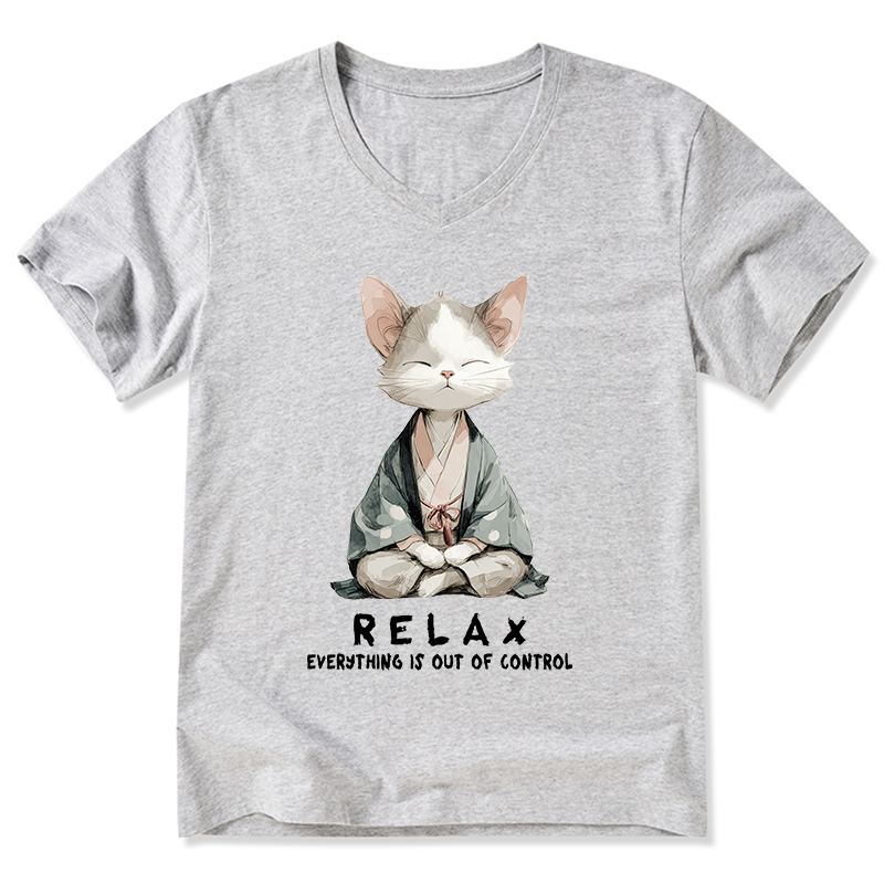 Tokyo-Tiger Zen Cat Relaxation，Everything's Out Of Control V-Neck Classic T-Shirt