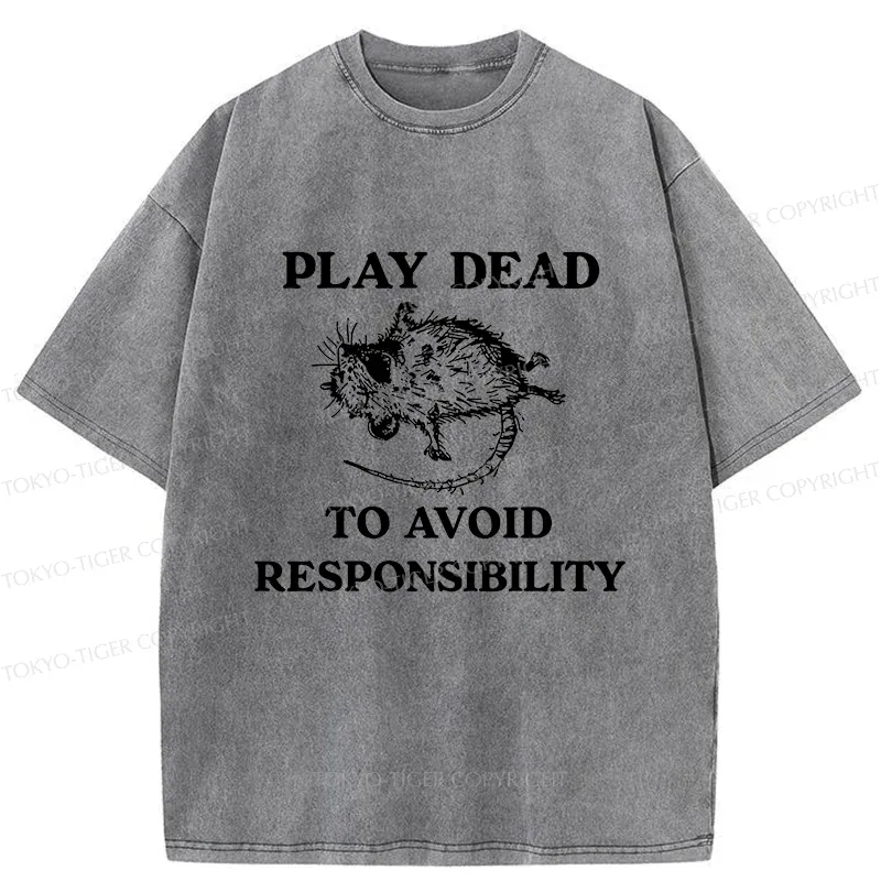 Tokyo-Tiger Possum Playing Dead Meme Washed T-Shirt