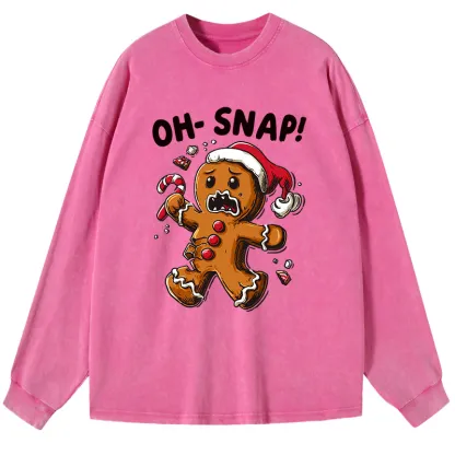 Tokyo-Tiger Oh Snap The Gingerbread Man's Christmas Chaos Washed Long Sleeve T-Shirt