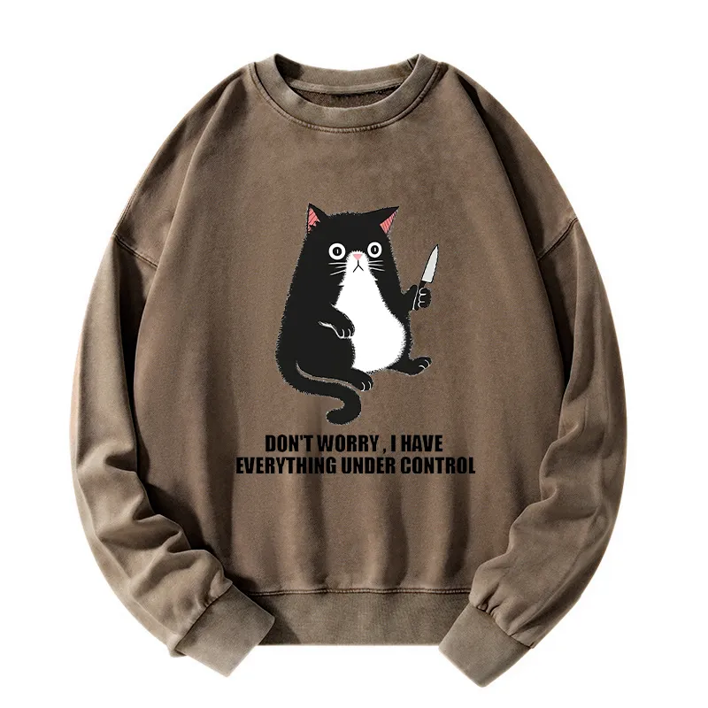 Tokyo-Tiger Cat Said Don't Worry Washed Sweatshirt