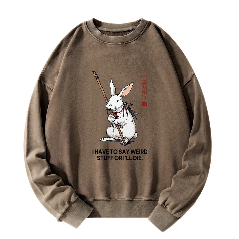 Tokyo-Tiger Rabbit Gotta Say Weird Stuff Or Die Washed Sweatshirt