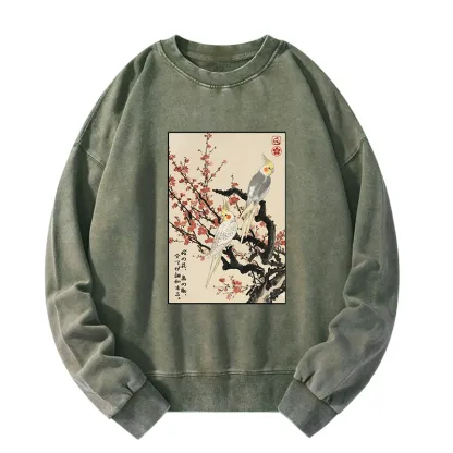 Tokyo-Tiger Whispers of Silent Blossoms Washed Sweatshirt