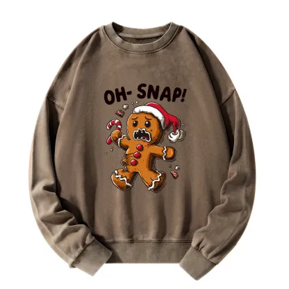 Tokyo-Tiger Oh Snap The Gingerbread Man's Christmas Chaos Washed Sweatshirt