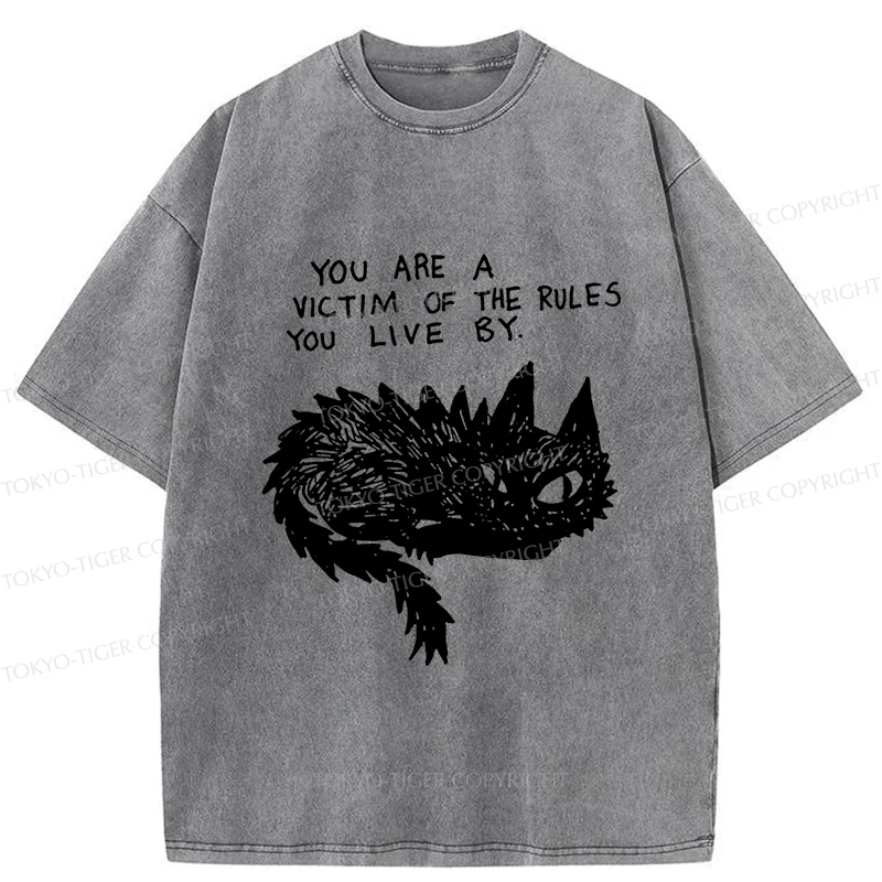 Tokyo-Tiger Funny Black Cat Meme Washed T-Shirt