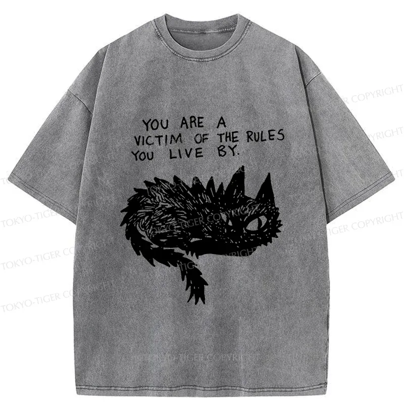 Tokyo-Tiger Funny Black Cat Meme Washed T-Shirt