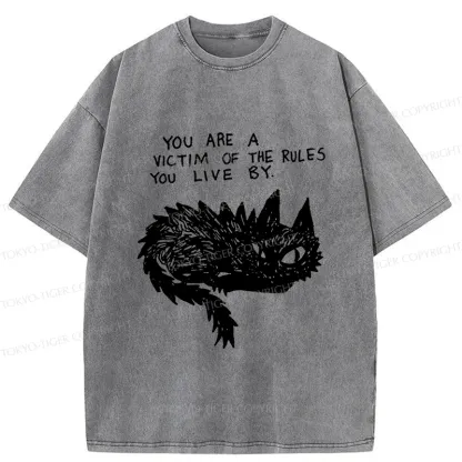 Tokyo-Tiger Funny Black Cat Meme Washed T-Shirt