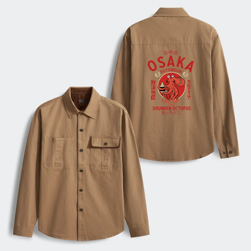 Tokyo-Tiger Drunken Octopus Japan Men's Corduroy Work Jacket