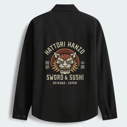 Tokyo-Tiger Hattori Lion Japanese Samurai Men's Corduroy Work Jacket