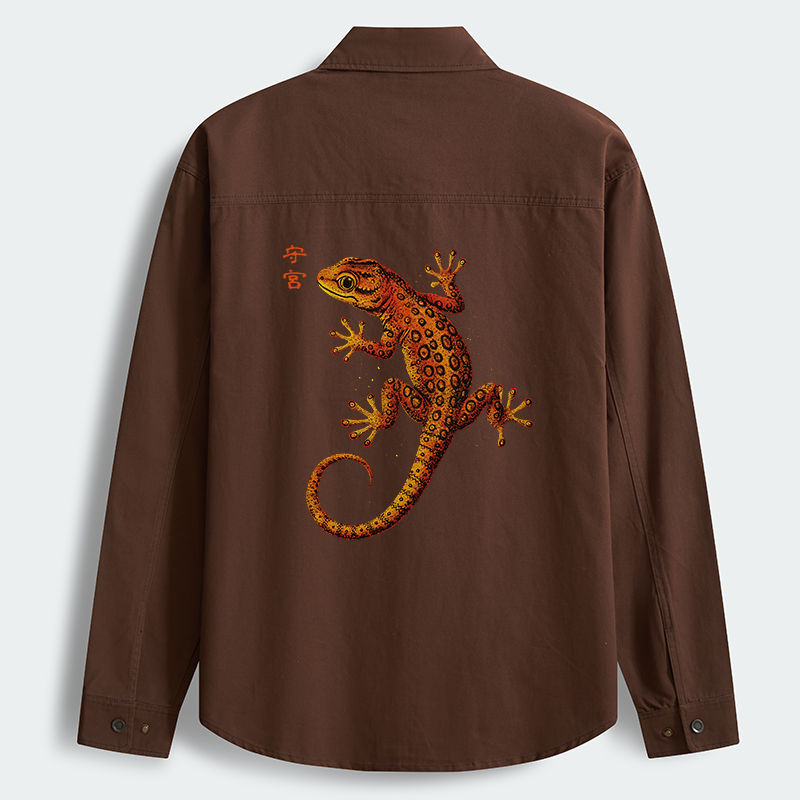 Tokyo-Tiger Retro Gecko Funny Men's Corduroy Work Jacket