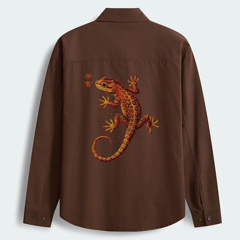 Tokyo-Tiger Retro Gecko Funny Men's Corduroy Work Jacket