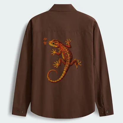 Tokyo-Tiger Retro Gecko Funny Men's Corduroy Work Jacket
