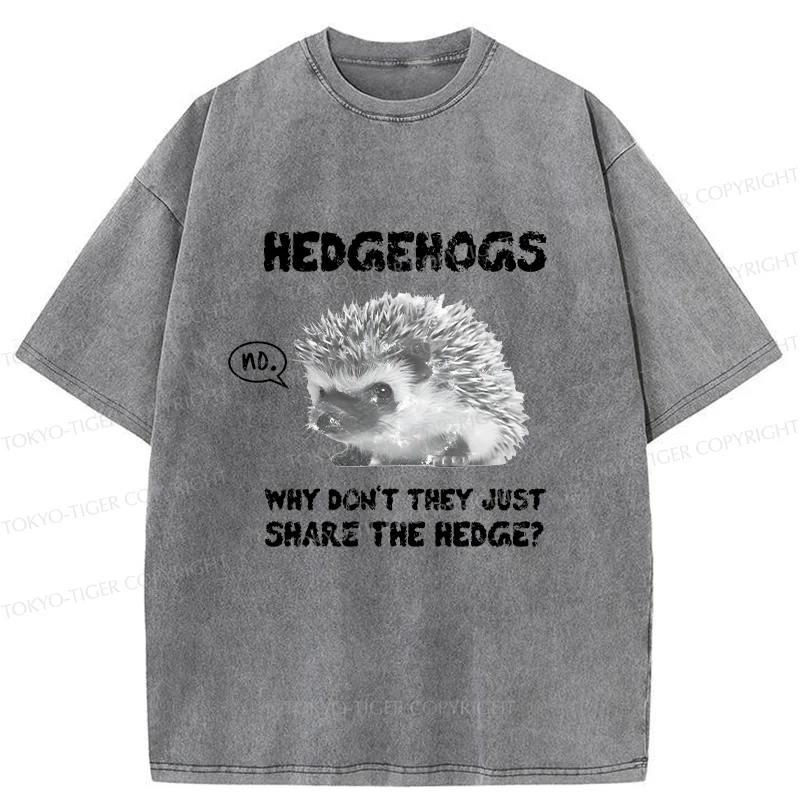 Tokyo-Tiger Funny Hedgehog Meme Washed T-Shirt