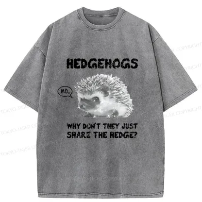 Tokyo-Tiger Funny Hedgehog Meme Washed T-Shirt