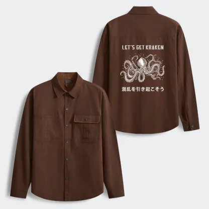 Tokyo-Tiger Funny Octopus：Let’s Get Kraken Men's Corduroy Work Jacket