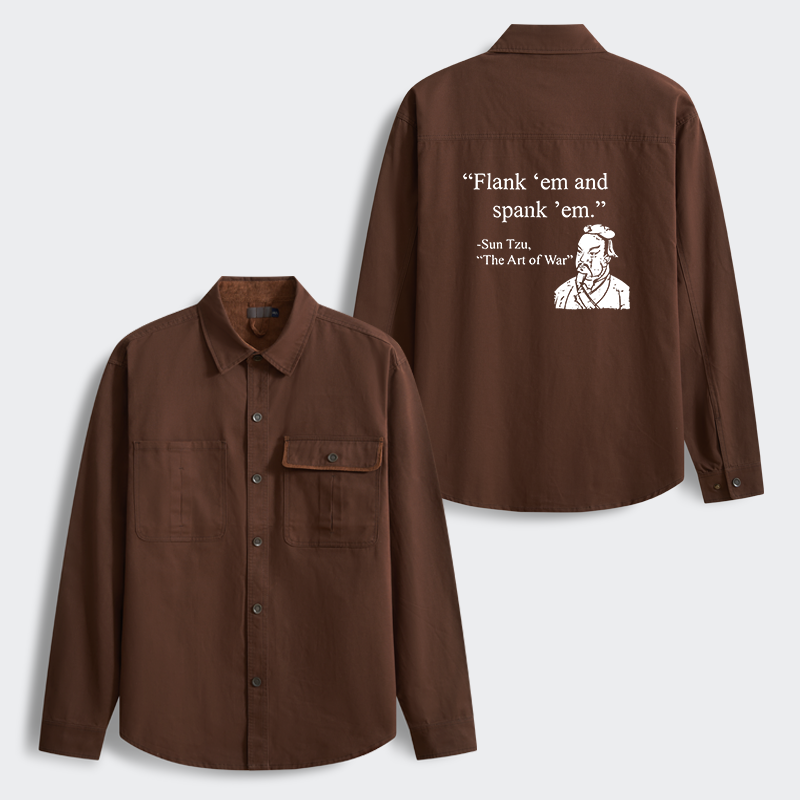 Tokyo-Tiger The Art Of War Funny Men's Corduroy Work Jacket