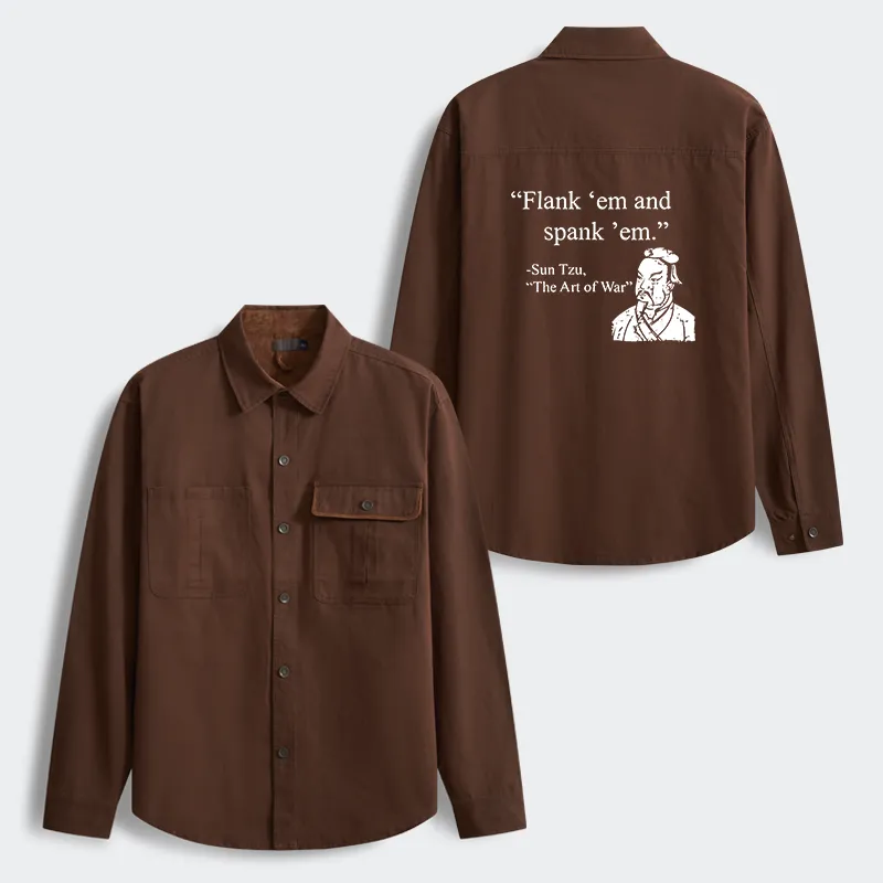 Tokyo-Tiger The Art Of War Funny Men's Corduroy Work Jacket