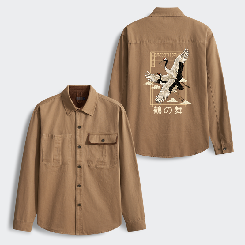 Tokyo-Tiger Dance Of The Cranes Men's Corduroy Work Jacket