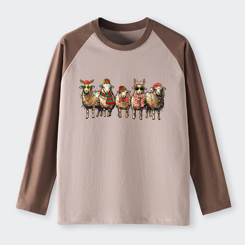 Tokyo-Tiger Christmas Sheep Raglan Long Sleeve T-shirt