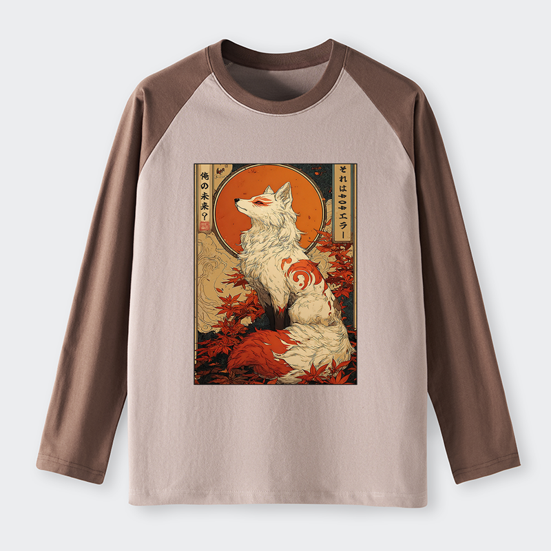 Tokyo-Tiger The Fox of Fates: A Tale of Nine Tails Raglan Long Sleeve T-shirt