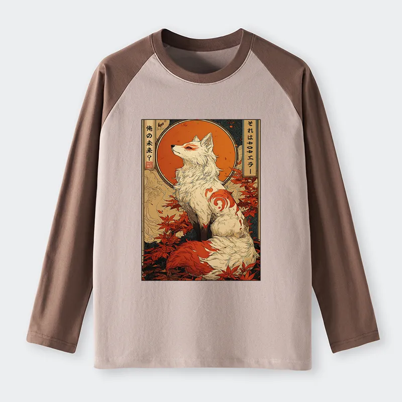 Tokyo-Tiger The Fox of Fates: A Tale of Nine Tails Raglan Long Sleeve T-shirt