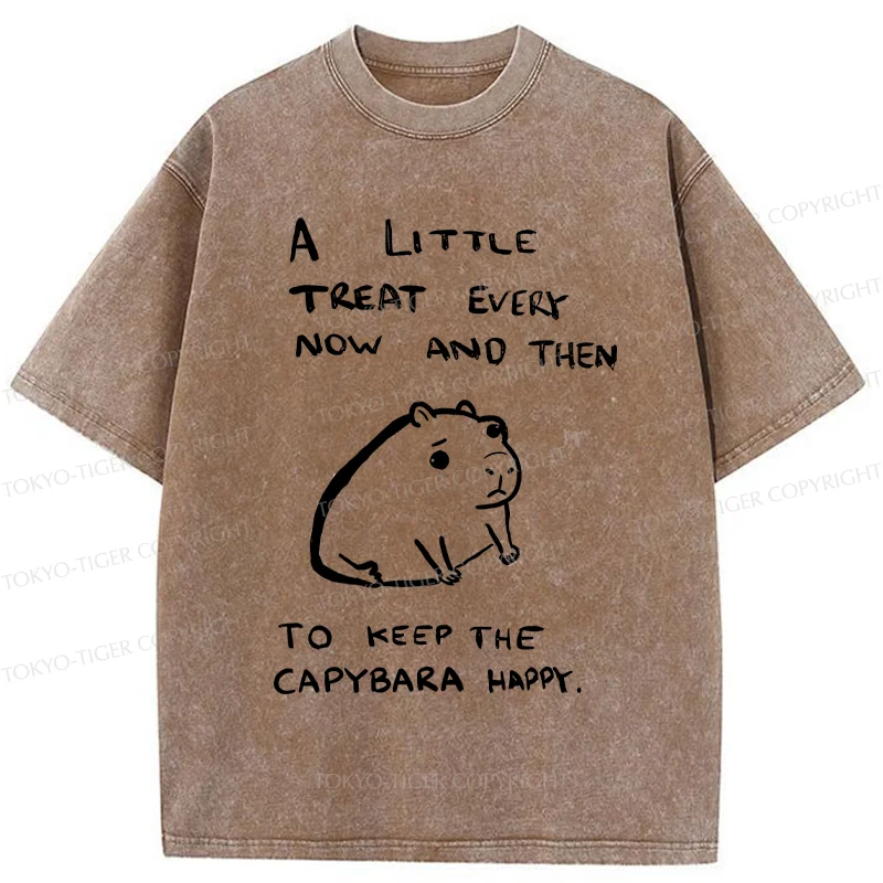Tokyo-Tiger Keep Capybara Happy Washed T-Shirt