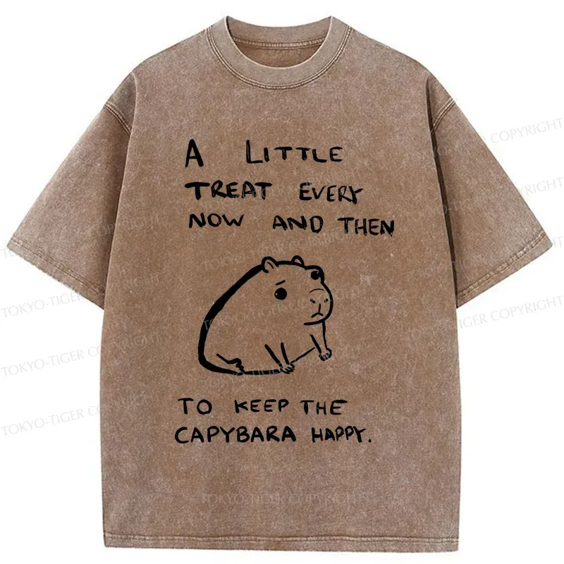 Tokyo-Tiger Keep Capybara Happy Washed T-Shirt